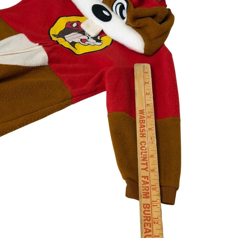 Buc-ee's Beaver Toddler 3T Fleece Hooded One Piece Pajamas Suit Brown Red